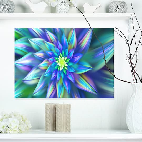 Designart - Huge Light Blue Fractal Flower